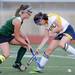 Saline's Caitlin Pellerin loses the ball around Huron's Keeley Erhardt during the first half at Saline on Thursday night. Melanie Maxwell I AnnArbor.com